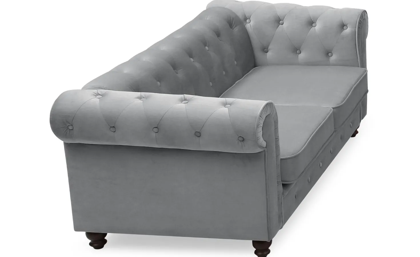 Grand canapé 2 places Chesterfield Velours Argent