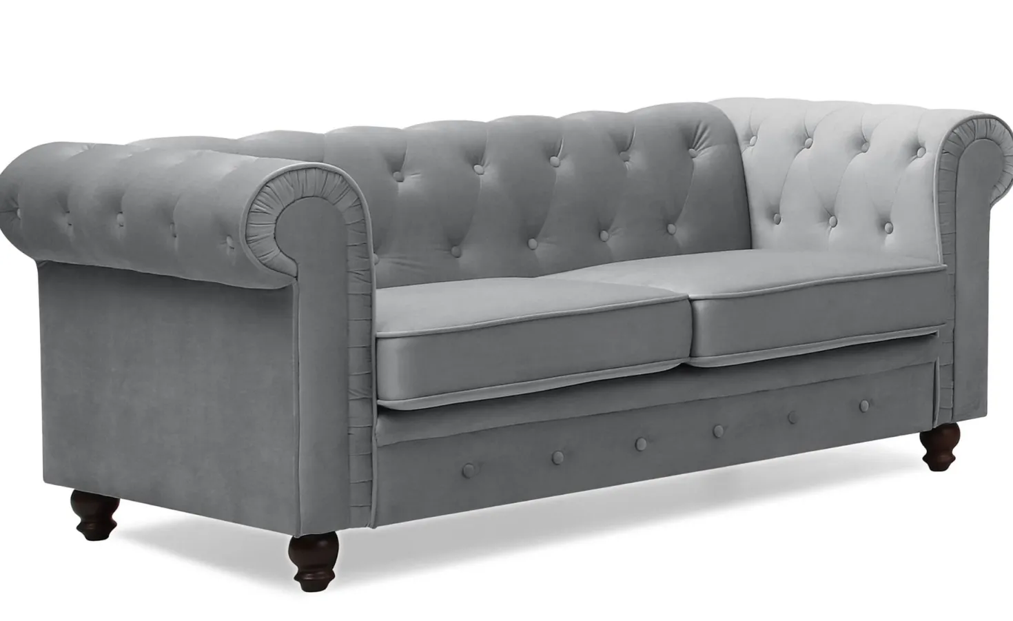 Grand canapé 2 places Chesterfield Velours Argent