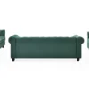 Grand canapé 3 places Chesterfield Velours Vert