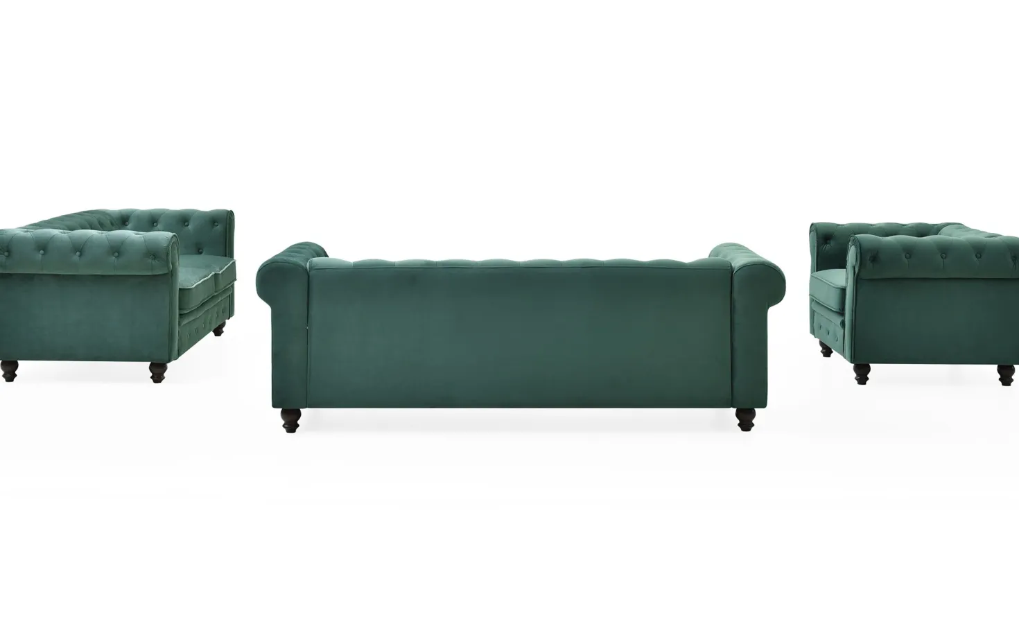 Grand canapé 3 places Chesterfield Velours Vert