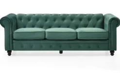 Grand canapé 3 places Chesterfield Velours Vert