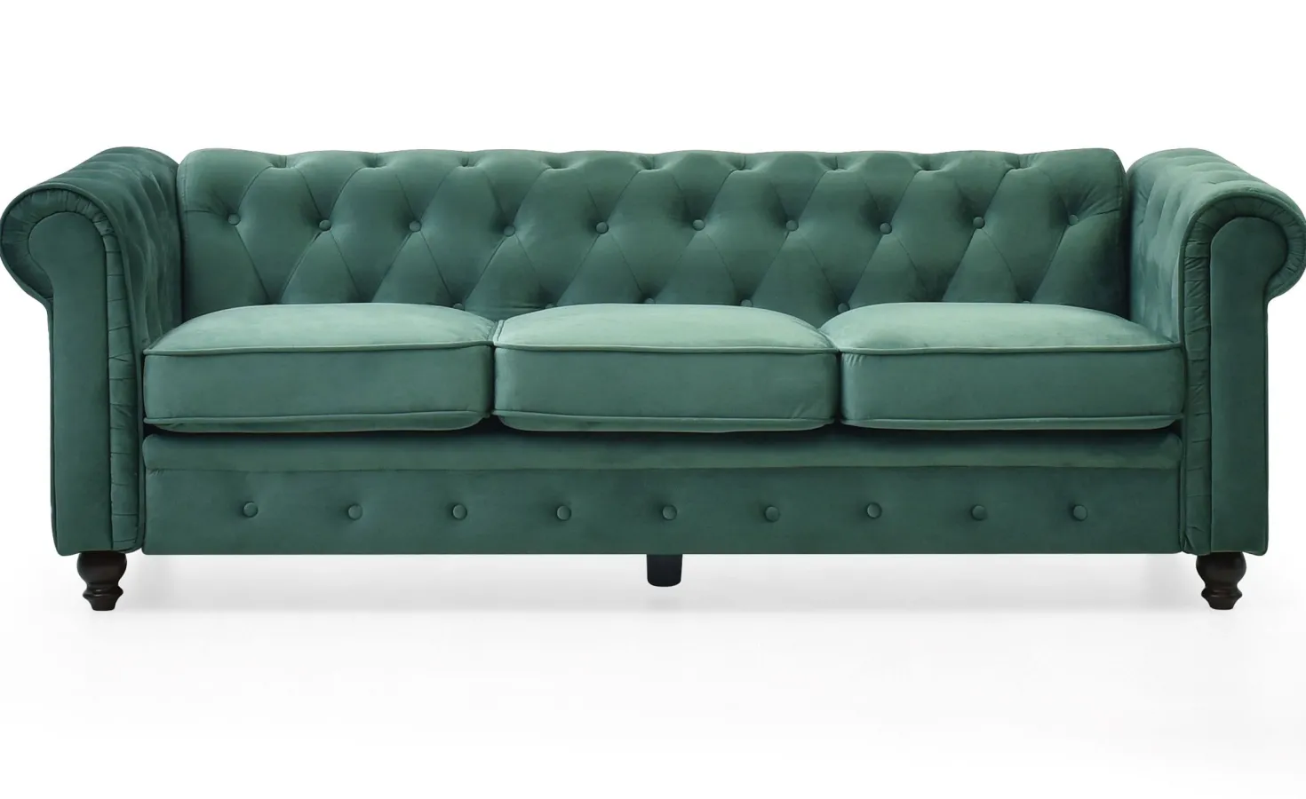 Grand canapé 3 places Chesterfield Velours Vert