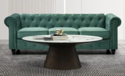 Grand canapé 3 places Chesterfield Velours Vert