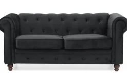 Grand canapé 2 places Chesterfield Velours Noir