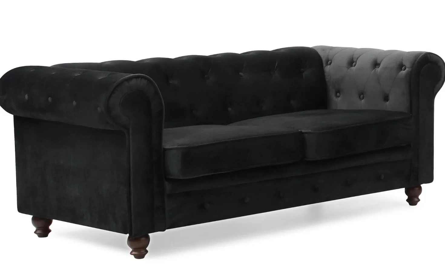 Grand canapé 2 places Chesterfield Velours Noir