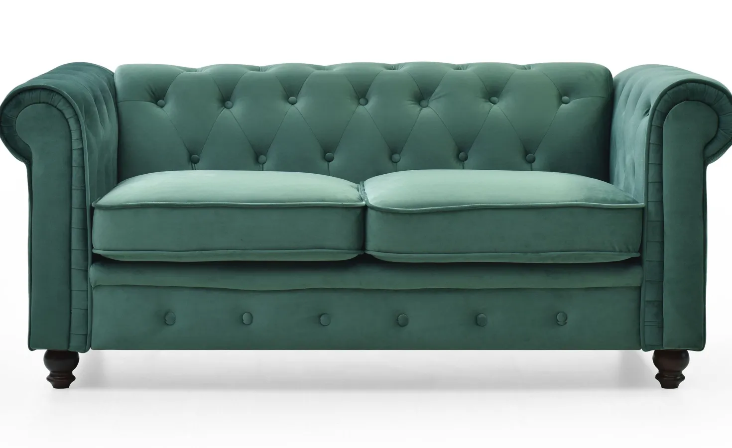 Grand canapé 2 places Chesterfield Velours Vert