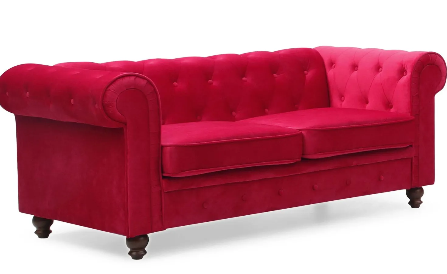 Grand canapé 2 places Chesterfield Velours Rouge
