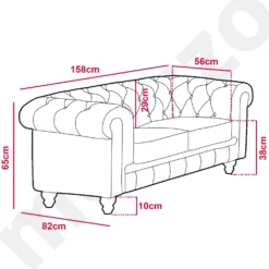 Grand canapé 2 places Chesterfield Vintage