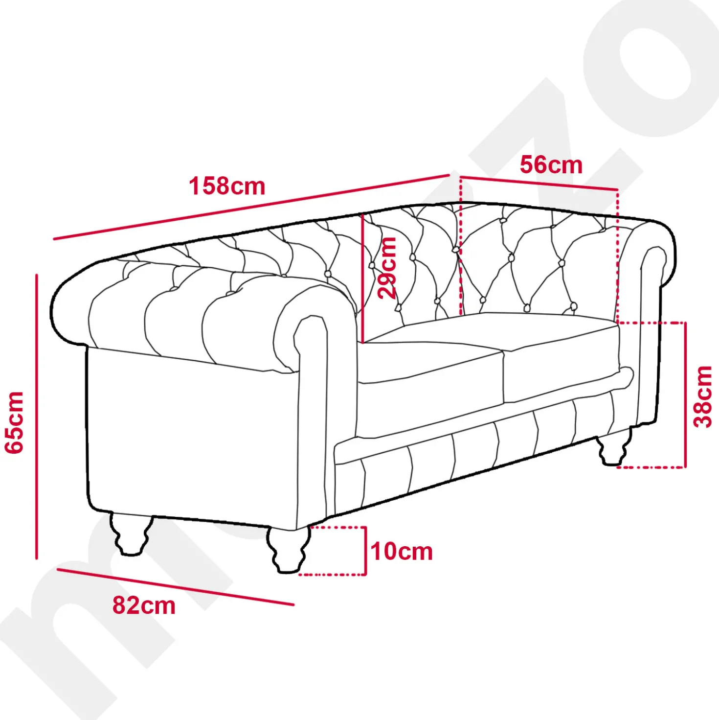 Grand canapé 2 places Chesterfield Vintage