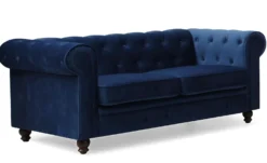 Grand canapé 2 places Chesterfield Velours Bleu