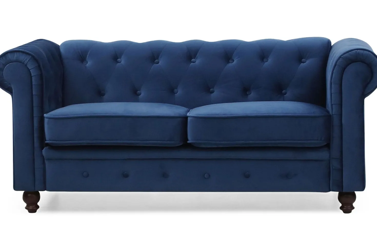 Grand canapé 2 places Chesterfield Velours Bleu