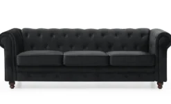 Grand canapé 3 places Chesterfield Velours Noir