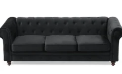 Grand canapé 3 places Chesterfield Velours Noir