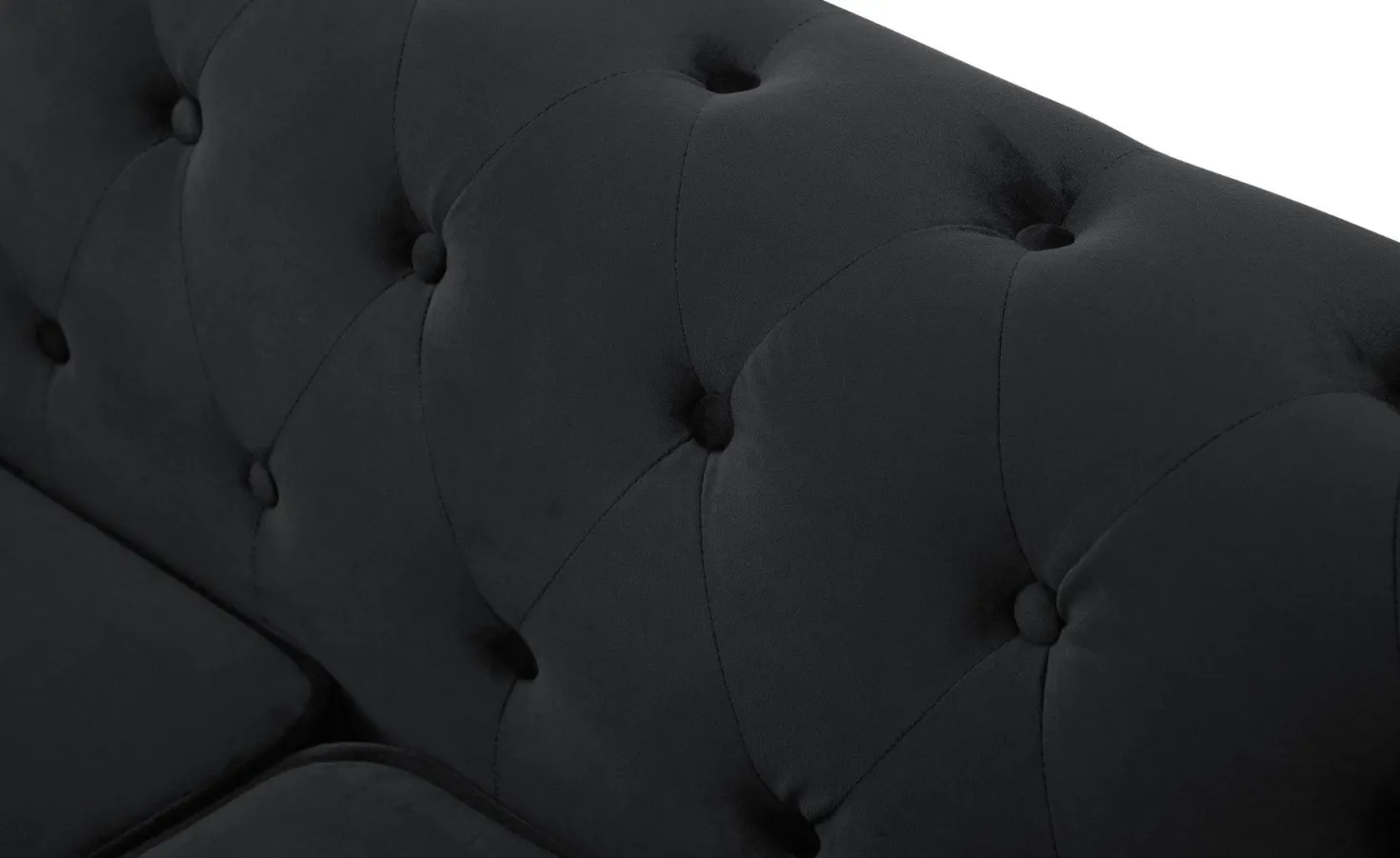 Grand canapé 3 places Chesterfield Velours Noir