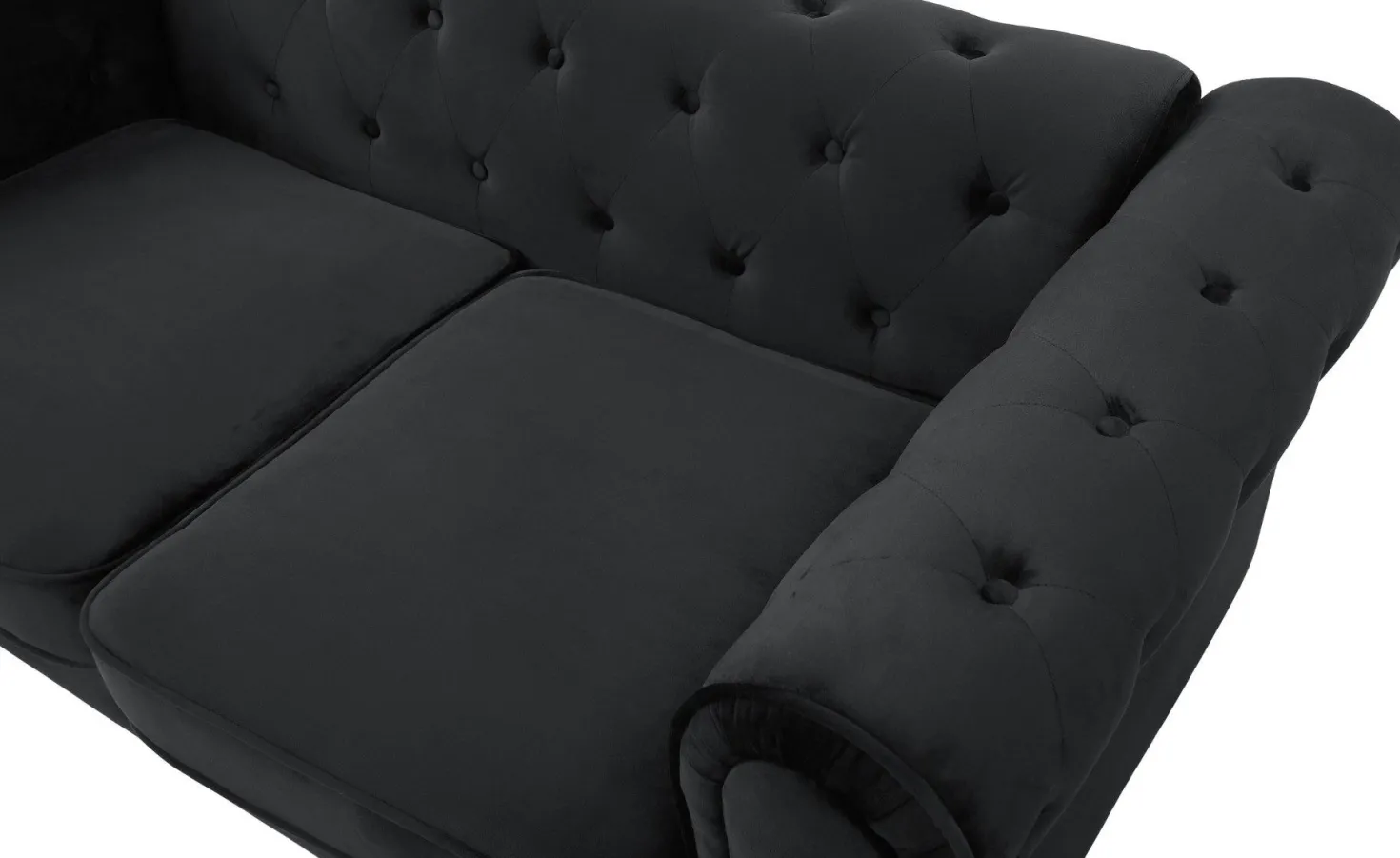 Grand canapé 3 places Chesterfield Velours Noir