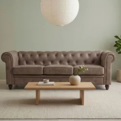 Grand canapé 3 places Chesterfield Vintage