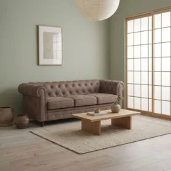 Grand canapé 3 places Chesterfield Vintage