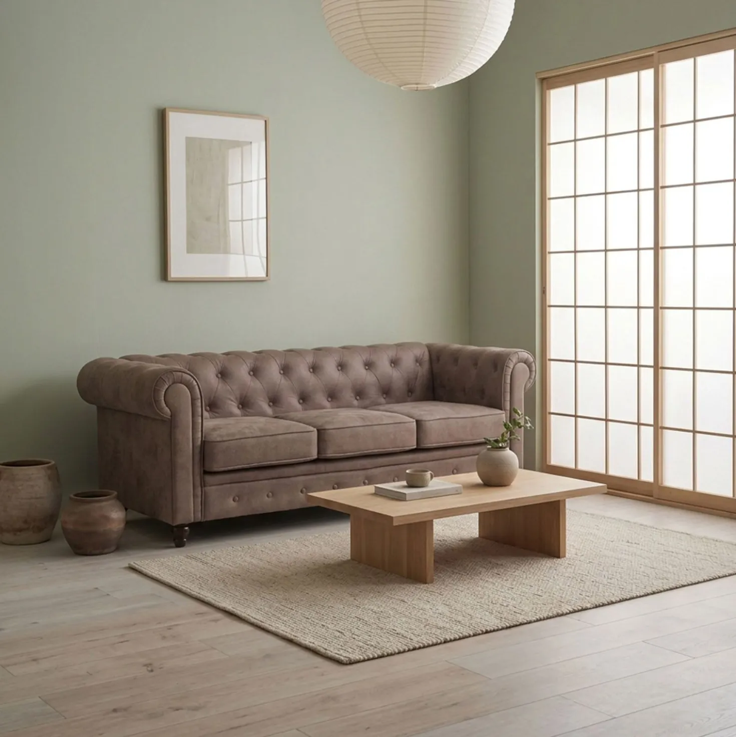 Grand canapé 3 places Chesterfield Vintage