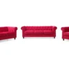 Grand canapé 3 places Chesterfield Velours Rouge