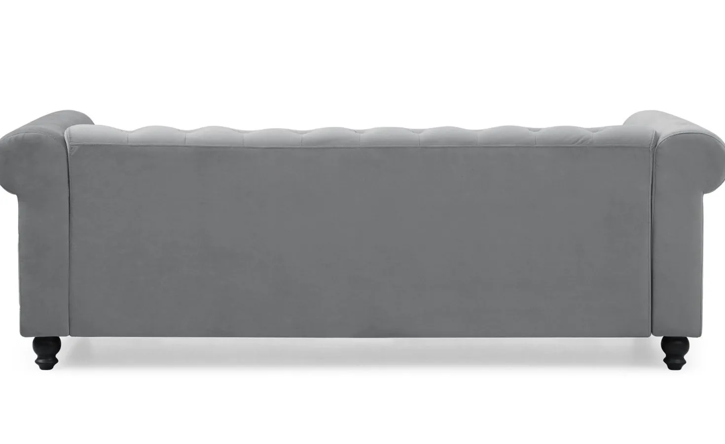 Grand canapé 3 places Chesterfield Velours Argent