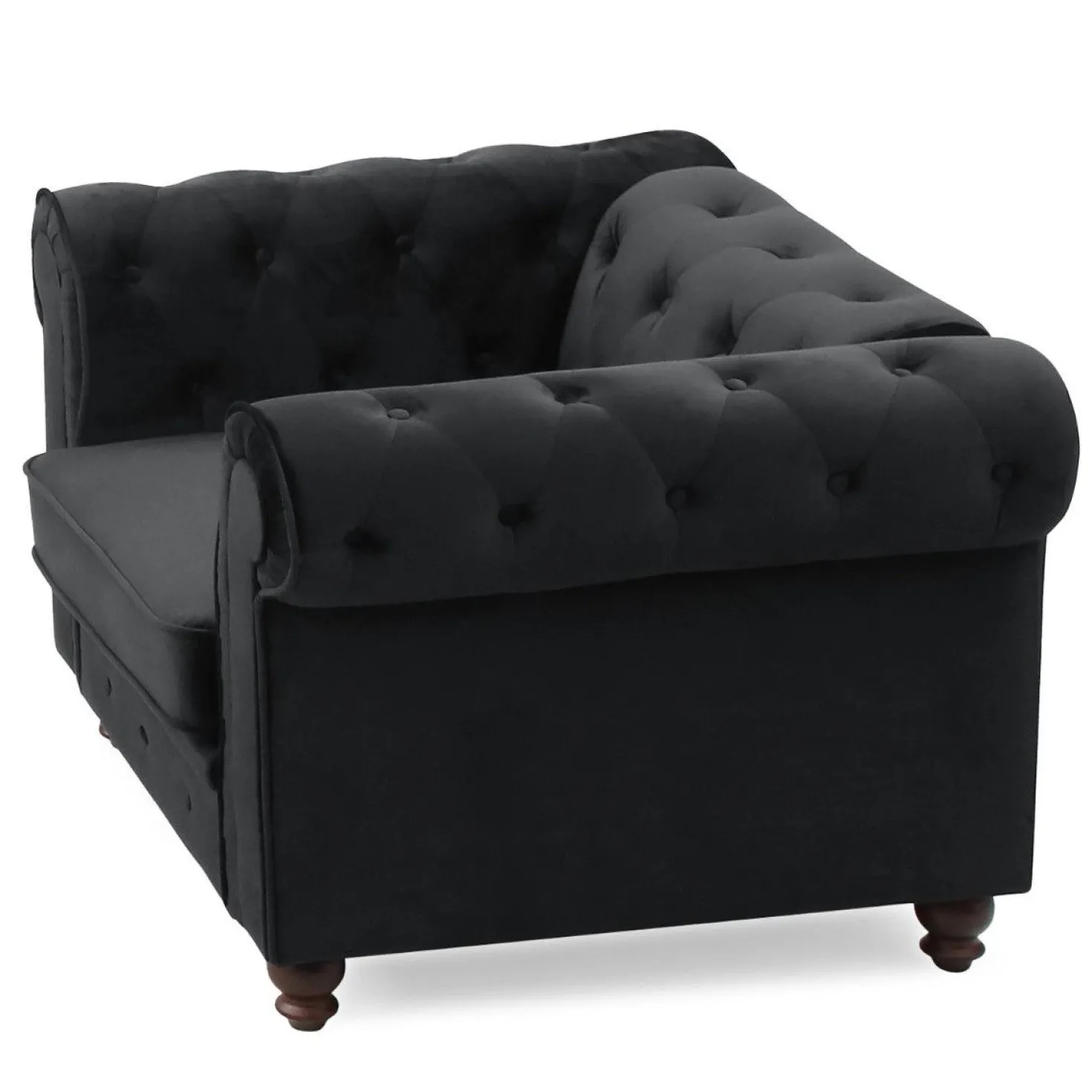 Grand fauteuil Chesterfield velours Noir
