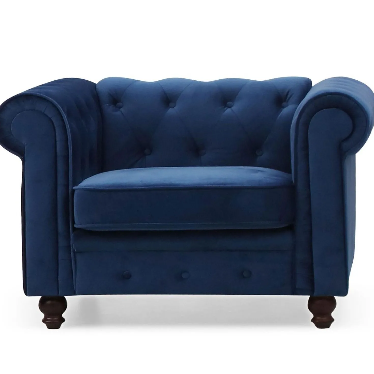 Grand fauteuil Chesterfield Velours Bleu