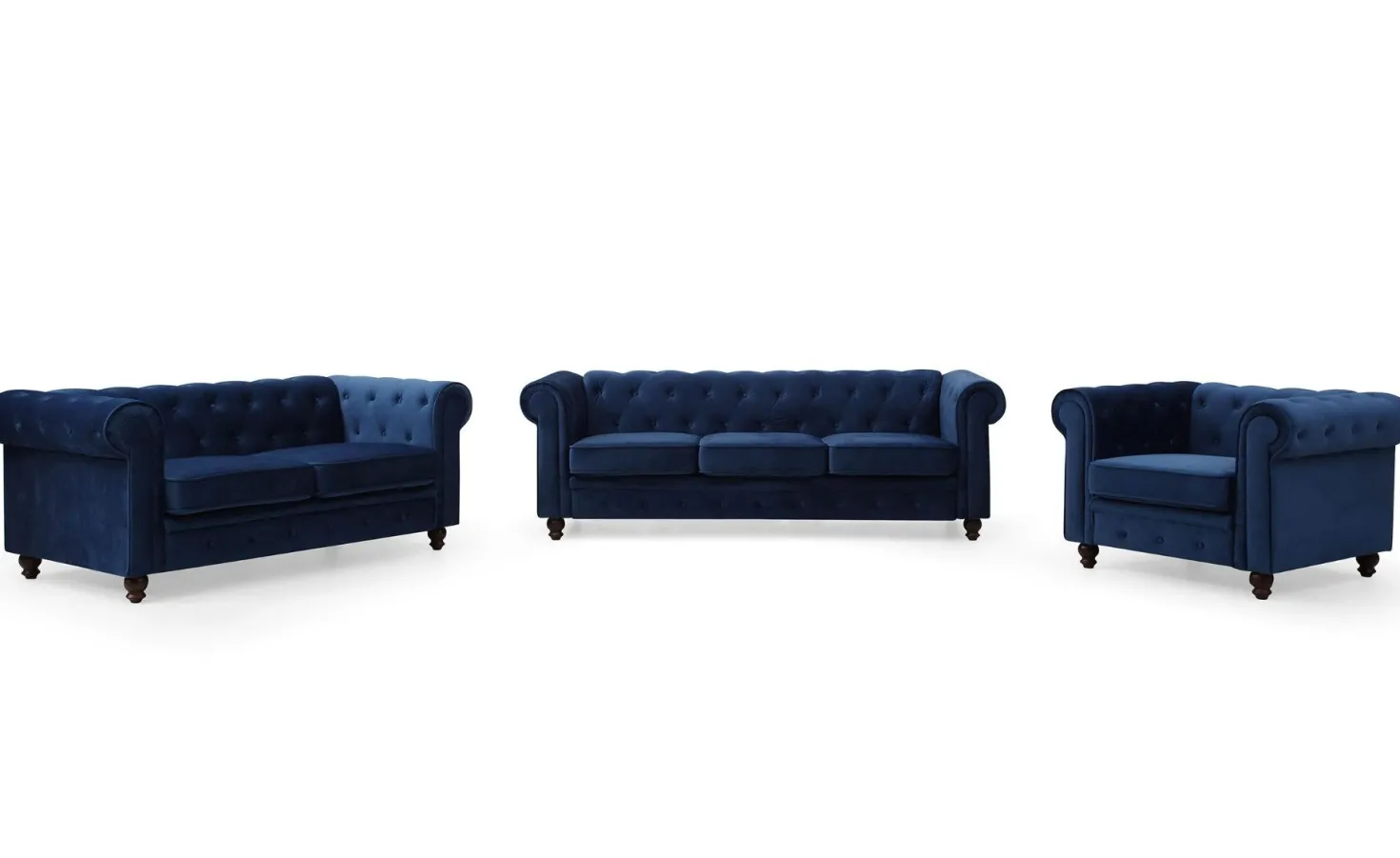 Grand fauteuil Chesterfield Velours Bleu