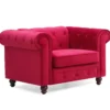 Grand fauteuil Chesterfield velours Rouge