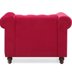 Grand fauteuil Chesterfield velours Rouge