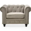 Grand fauteuil Chesterfield velours Taupe