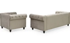 Grand fauteuil Chesterfield velours Taupe