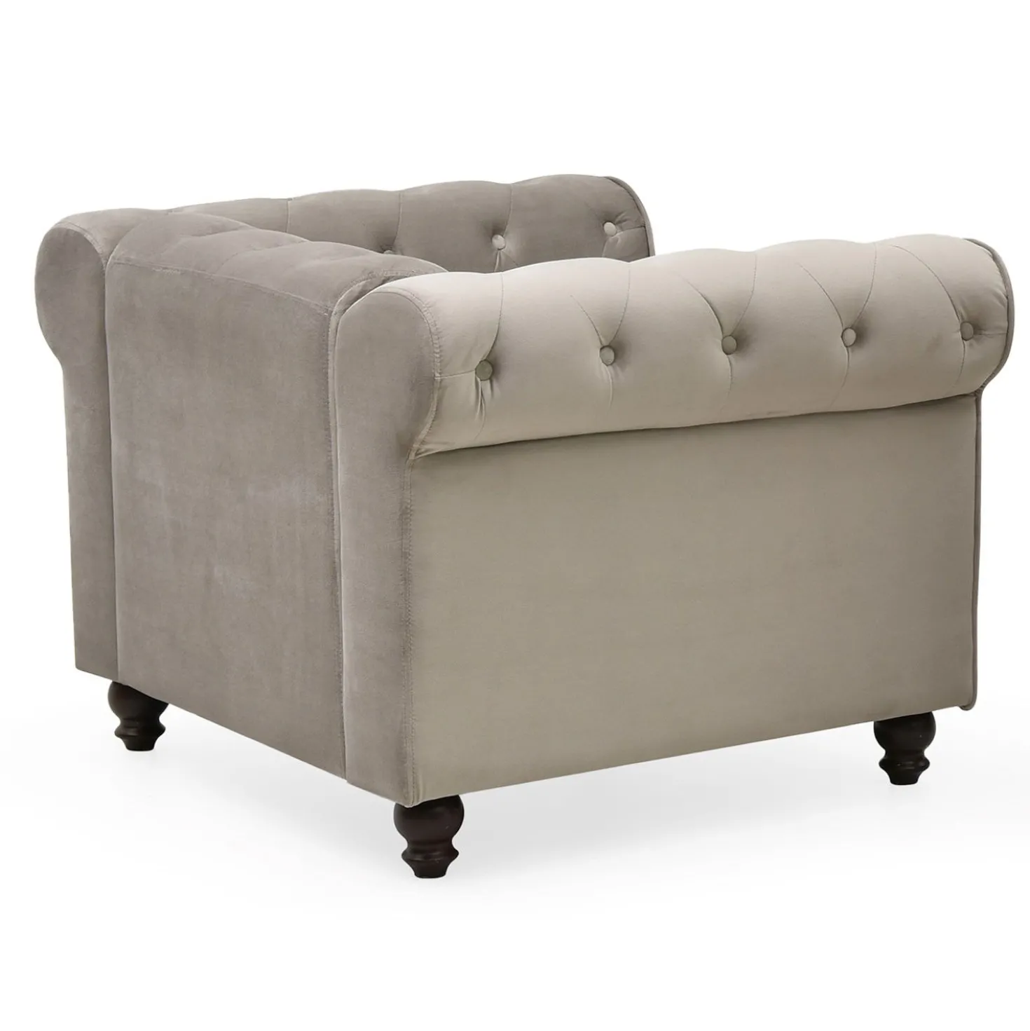 Grand fauteuil Chesterfield velours Taupe