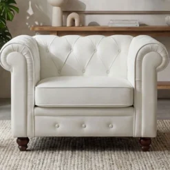Grand fauteuil Chesterfield Blanc