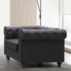 Grand fauteuil Chesterfield Noir