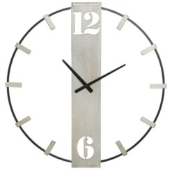 Horloge murale en métal Noir et Argent