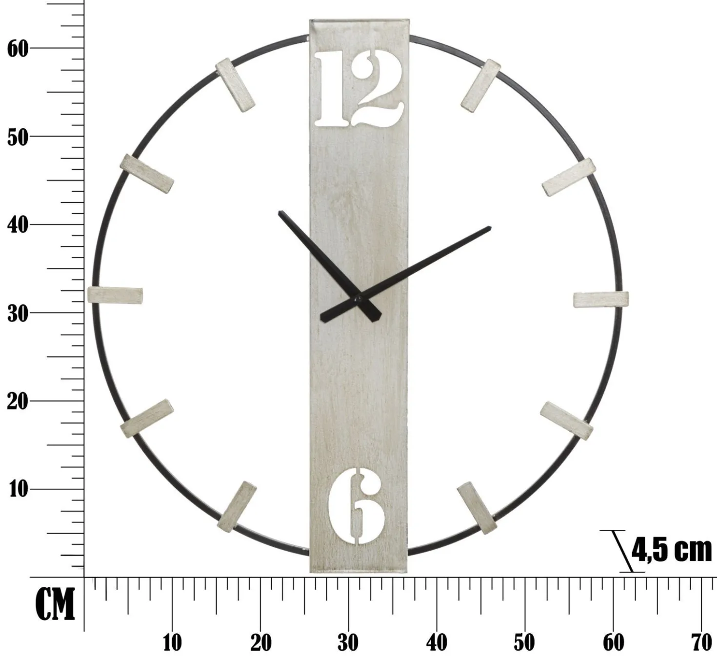 Horloge murale en métal Noir et Argent