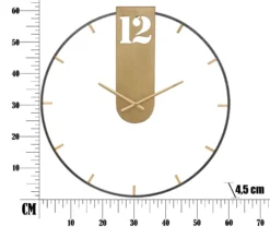 Horloge murale métal Noir et Doré