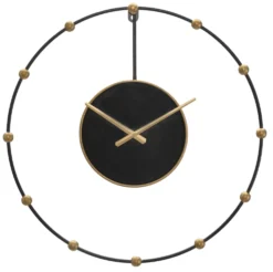Horloge murale métal Noir et Doré