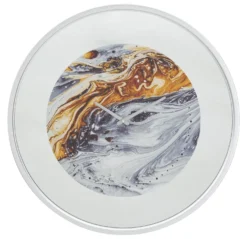 Horloge murale ronde design abstrait Fer M.D.F et verre gris