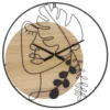 Horloge murale ronde en métal et MDF noir et brun