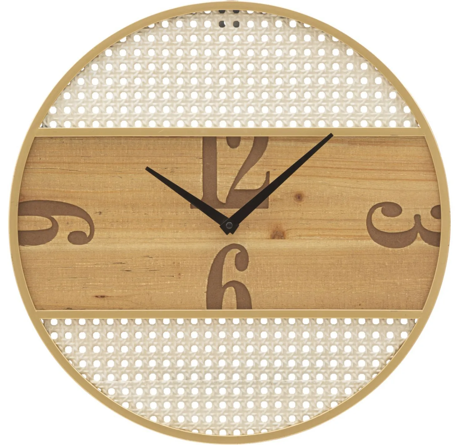 Horloge murale ronde Fuji Fer et M.D.F Paille de Vienne