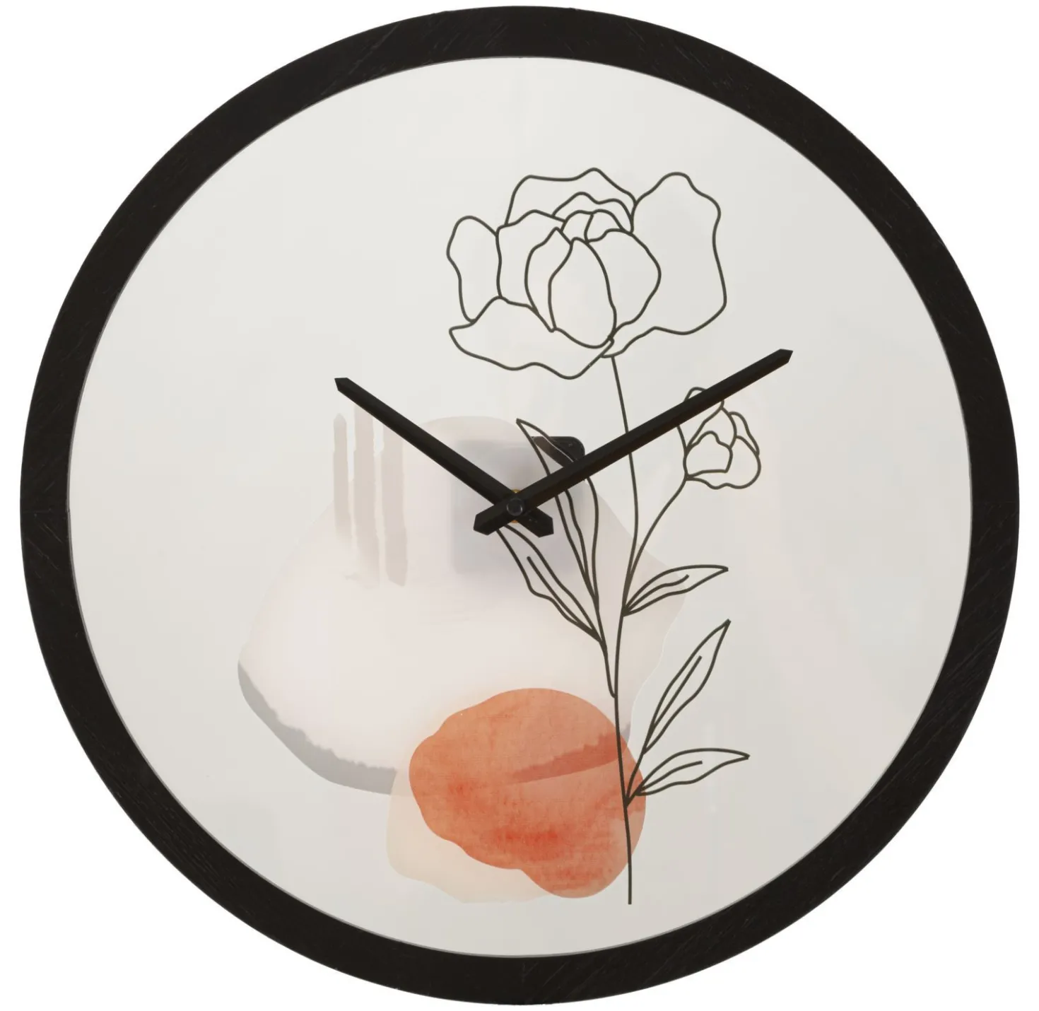 Horloge murale ronde motif rose fer et verre multicolore
