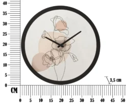 Horloge murale ronde motifs floraux Fer et Verre multicolore