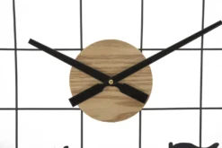 Horloge murale ronde métal et bois Noir Marron