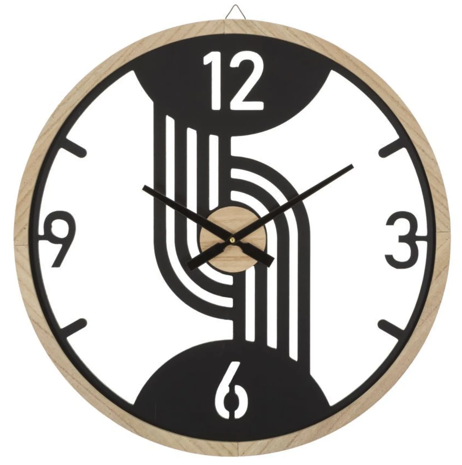 Horloge murale ronde métal Noir et bois Marron