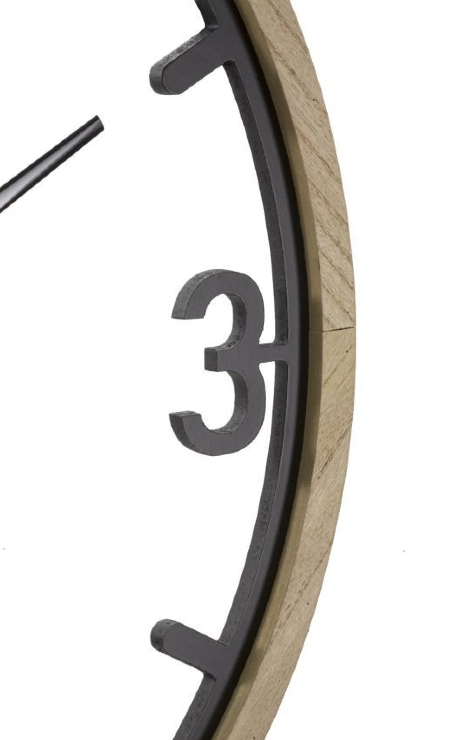 Horloge murale ronde métal Noir et bois Marron