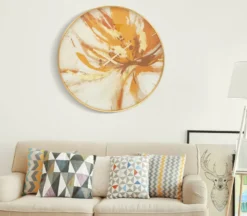 Horloge murale ronde Toply Verre cadre doré décoré de tons vifs