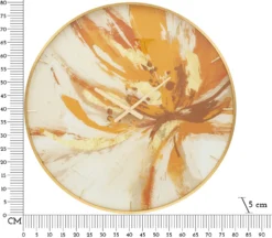 Horloge murale ronde Toply Verre cadre doré décoré de tons vifs