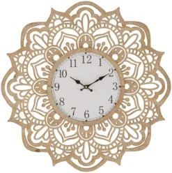 Horloge murale sculptée M.D.F. finition bois blanc