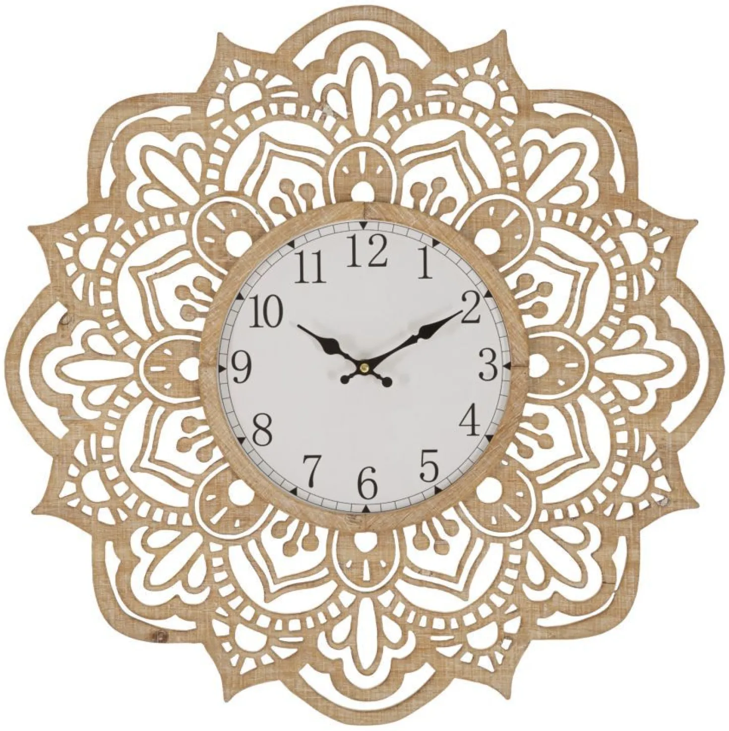 Horloge murale sculptée M.D.F. finition bois blanc